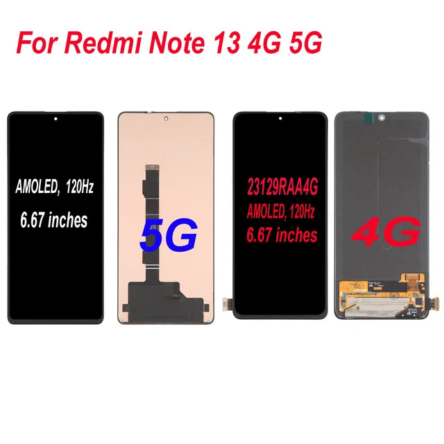 Xiaomi Redmi Note 13 4G  / 5G Pantalla LCD AMOLED , piezas de montaje de digitalizador con pantalla táctil